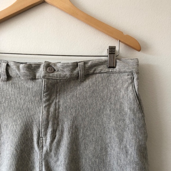 Slate & Stone Grey and White Striped Summer Flat Front Shorts - Picture 3 of 3